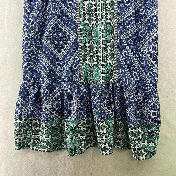 Lovers + Friends Mini Dress Women's Sz S  Blue Green Sleeveless Geometric Boho - Picture 7 of 11